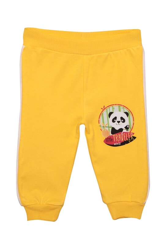 MANCAR - Panda Baskılı Erkek Bebek Tek Alt 1031 | Sarı