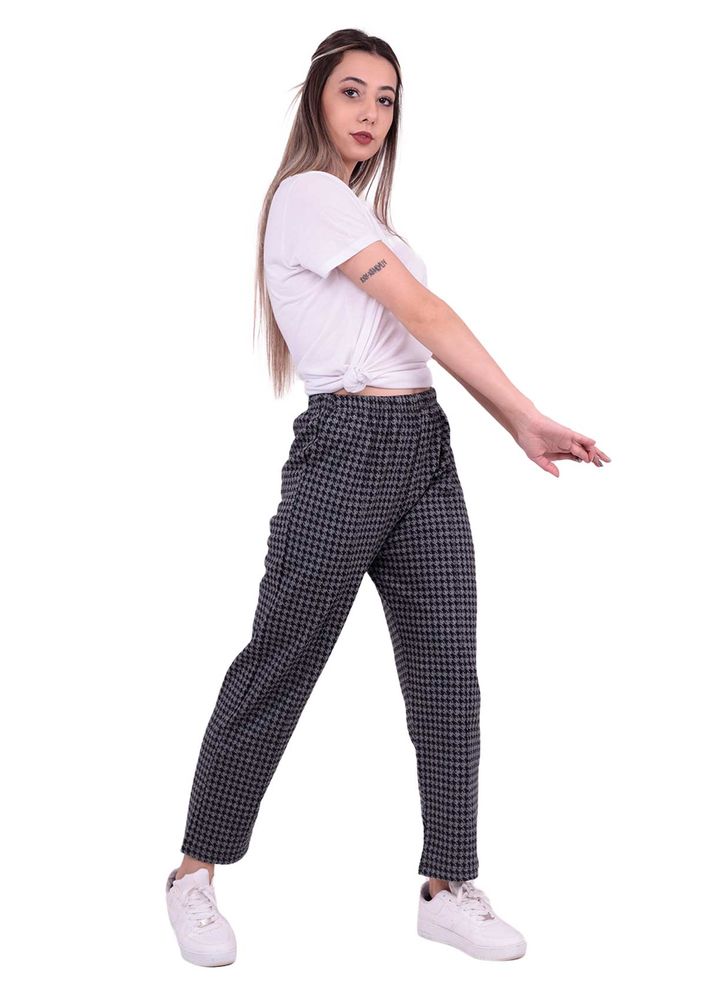Жаккардовые брюки большого размера с рисунком | копчёный цвет
