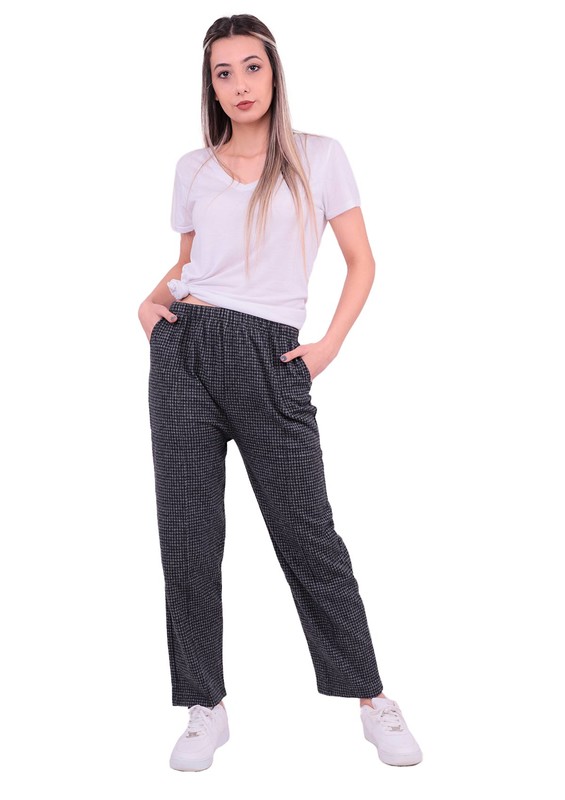 Жаккардовые брюки большого размера с карманами | копчёный цвет - Thumbnail