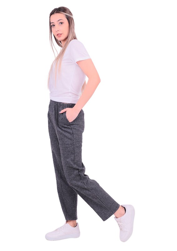 Жаккардовые брюки большого размера с карманами | копчёный цвет - Thumbnail