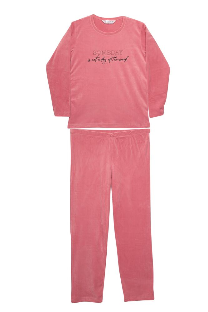 Uzun Kol Kadife Kadın Pijama Takımı 2260-K | Pembe