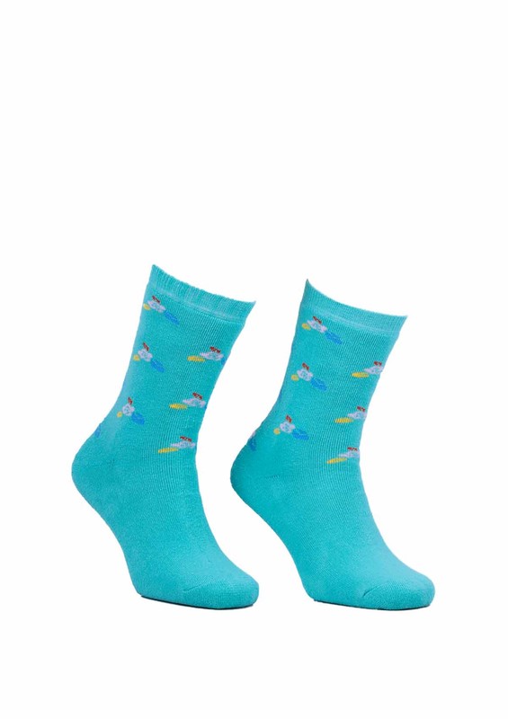 Махровые носки в цветочек 2050/зелёный - Thumbnail