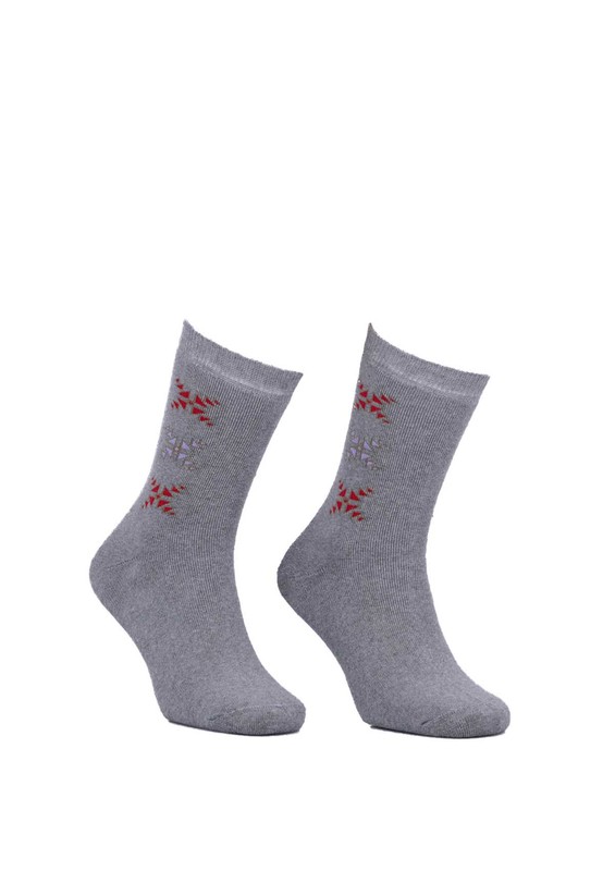 Махровые носки с узорами 2050/серый - Thumbnail
