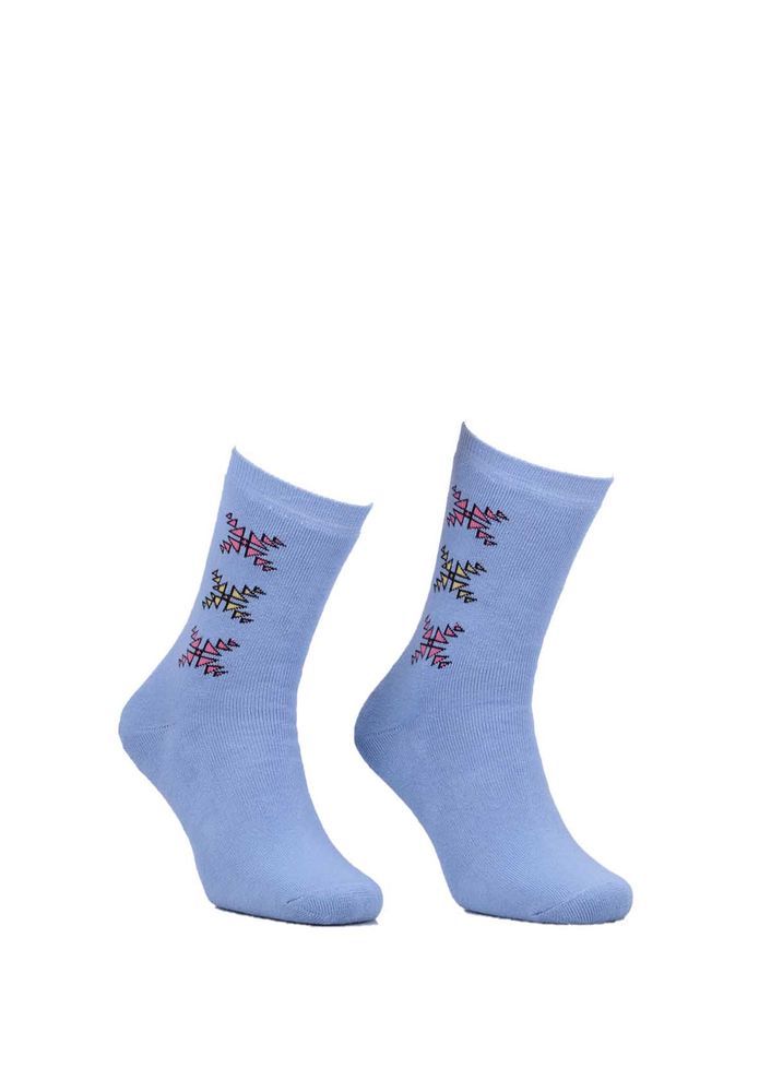 Махровые носки с узорами 2050/голубой 