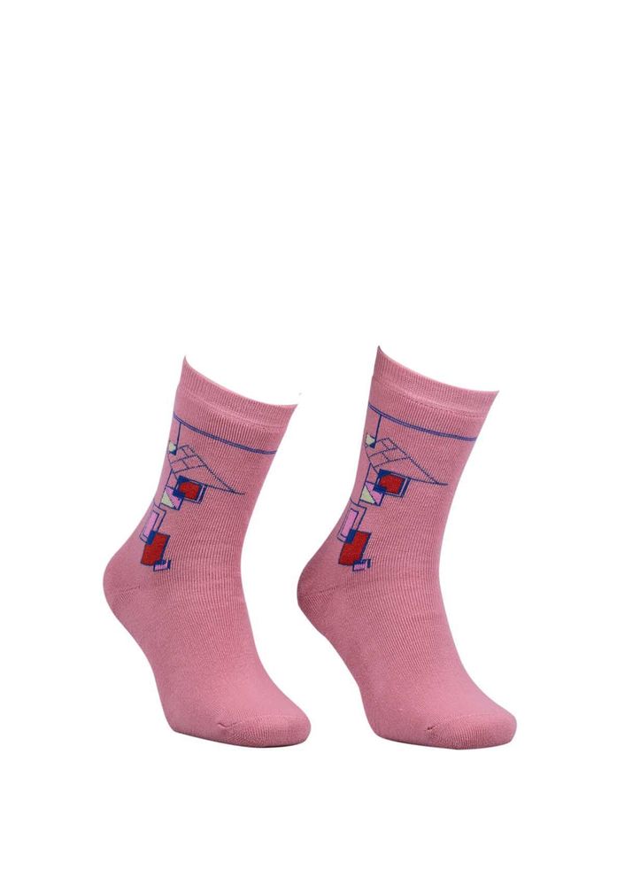 Махровые носки с геометрическими узорами 2050/розовый 