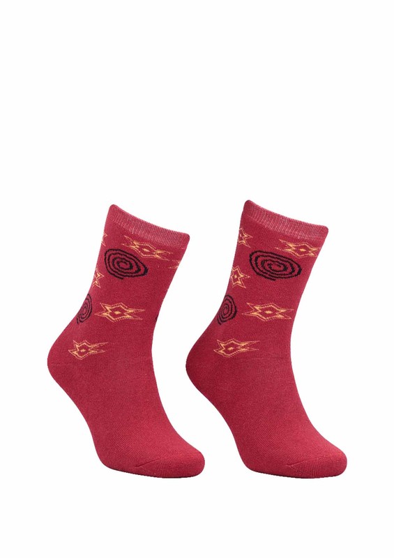 Махровые носки со звёздами 2050/ красный - Thumbnail