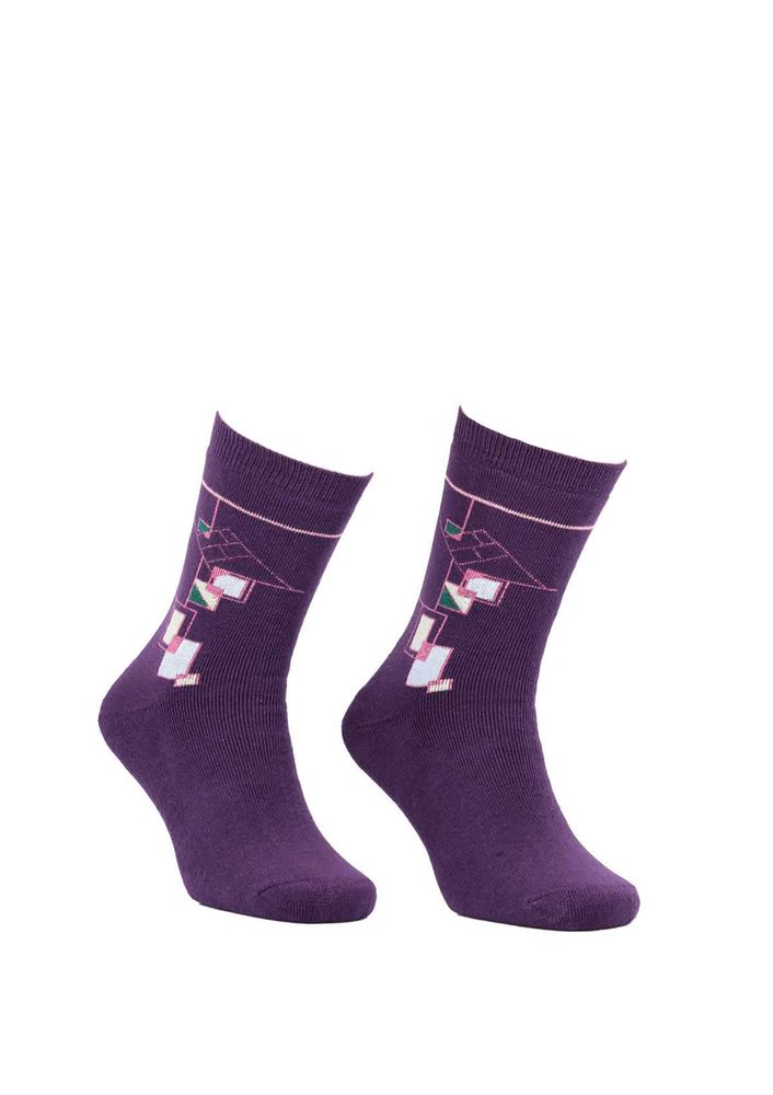 Махровые носки с геометрическими узорами 2050/фиолетовый 