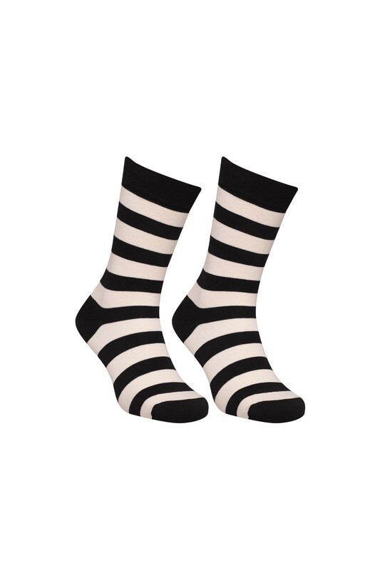 MOZAİK - Çizgili Soket Çorap 6500-1 | Krem