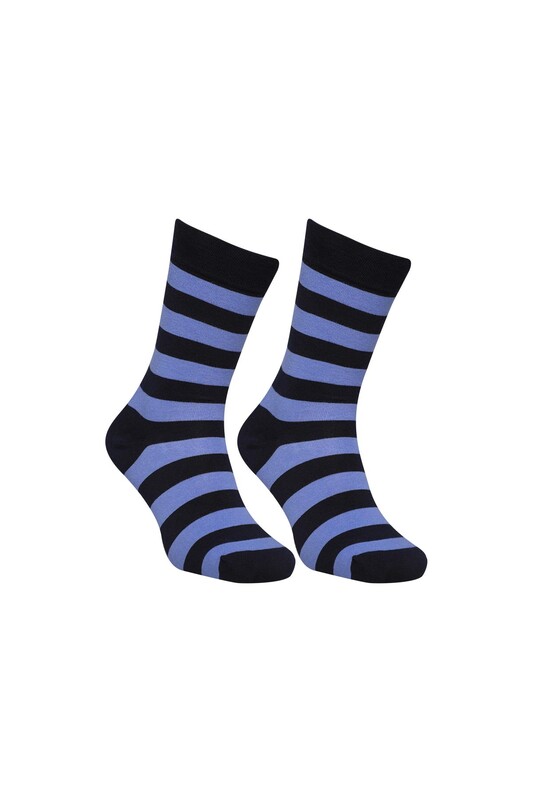 MOZAİK - Çizgili Soket Çorap 6500-1 | İndigo