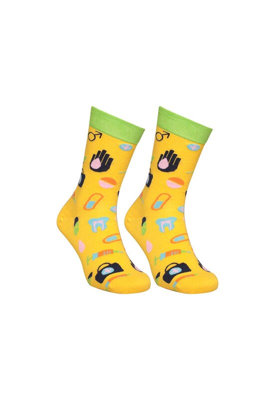 MOZAİK - Desenli Soket Çorap 6500-2 | Sarı