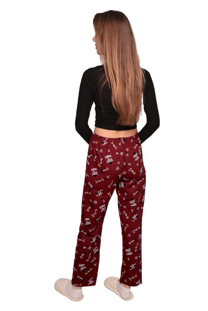 Baskılı Kadın Pijama Altı 5523 | Bordo