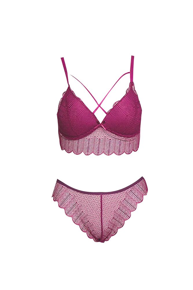 Dantelli Bralet Sütyen Takımı | Mor