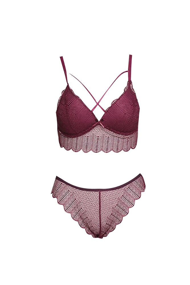 Dantelli Bralet Sütyen Takımı | Bordo