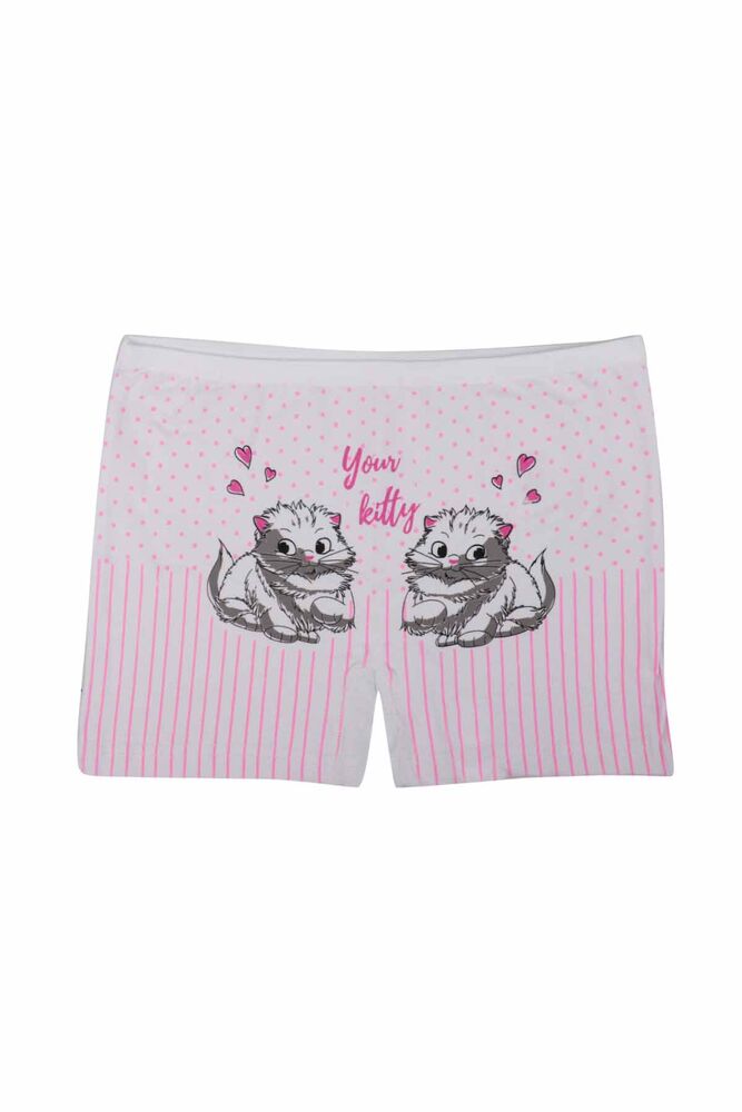 Puantiye Baskılı Likraklı Kız Çocuk Boxer 5023 | Beyaz