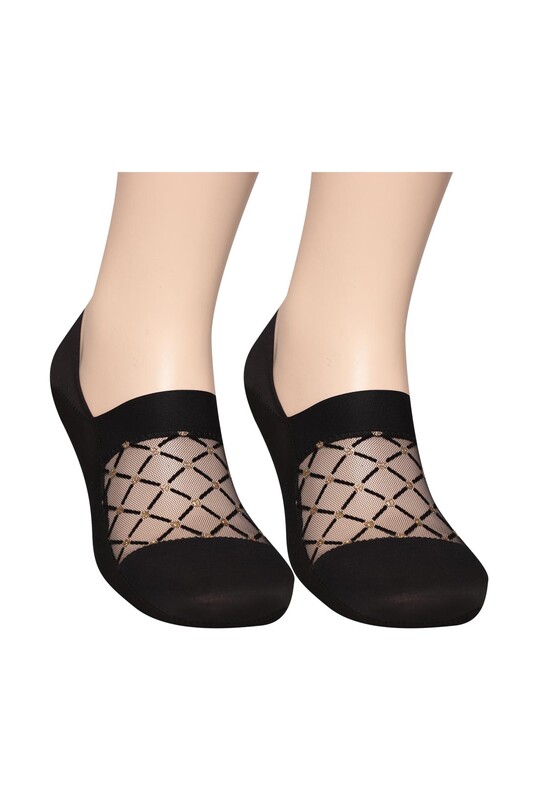 PİER VİO - Simli Kadın Babet Çorap Model 3 | Siyah Gold