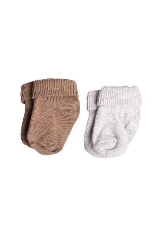 PLATİNUM BABY - Bebek İkili Çorap | Gri - Kahve