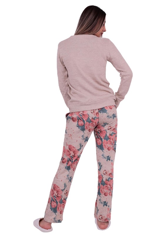 Комплект пижамы POLEREN с цветами 6142/бежевый - Thumbnail