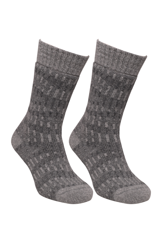 Erkek Desenli Lambswool Çorap 13906 | Füme