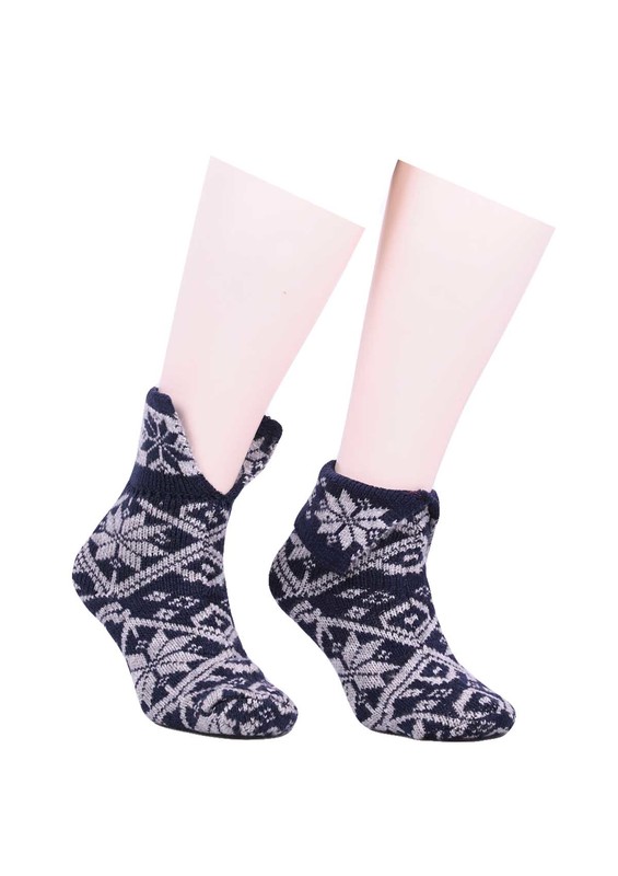 Шерстяные носки с узорами 530/серый - Thumbnail