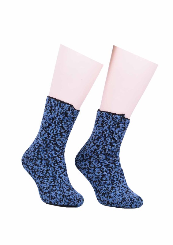 Шерстяные носки с узорами 527/голубой - Thumbnail