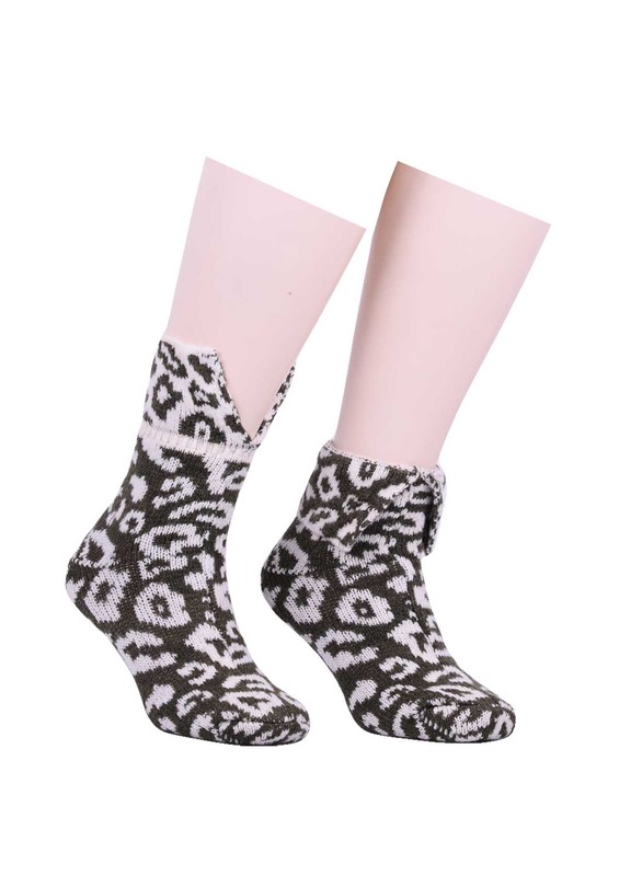 Леопардовые шерстяные носки 529/зелёный - Thumbnail