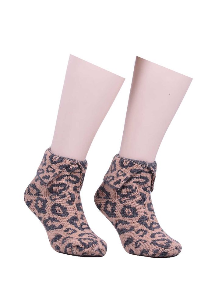 Леопардовые шерстяные носки 529/кремовый 