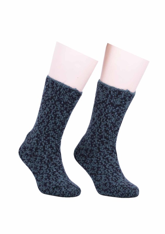 Шерстяные носки с узорами 527/хаки - Thumbnail
