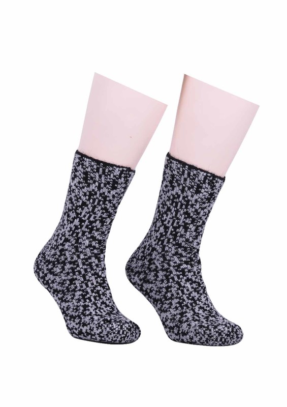 Шерстяные носки с узорами 527/серый - Thumbnail