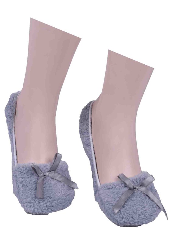 Махровые носки SIMISSO с бантиком 041/серый - Thumbnail