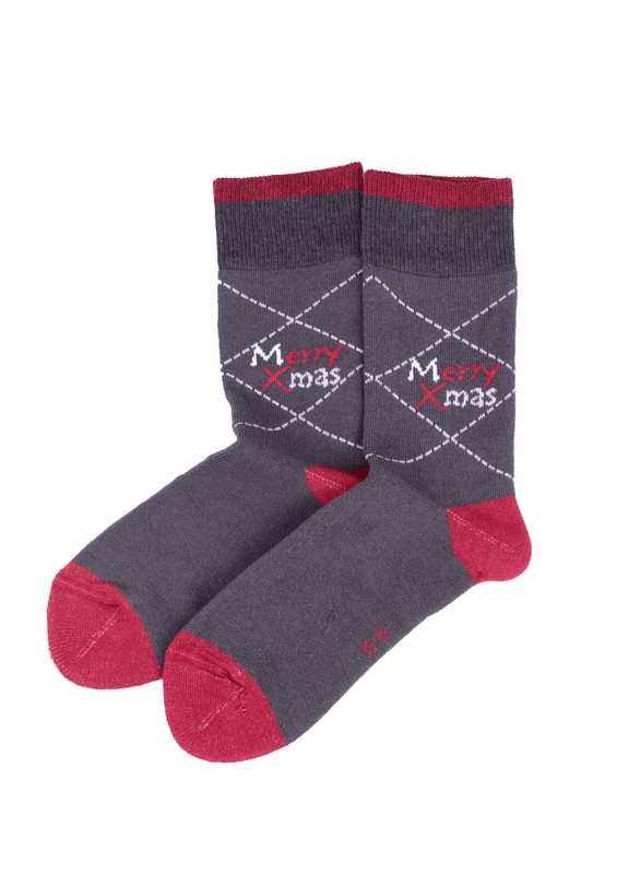 Махровые носки SIMISSO с надписью/коричневый - Thumbnail