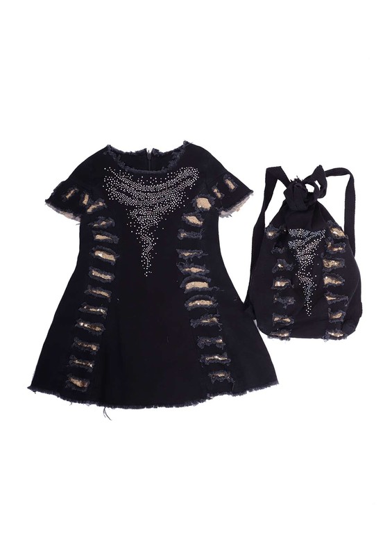 SİMİSSO - Simisso Çantalı Elbise 413 | Siyah