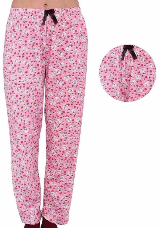 SİMİSSO - Simisso Boru Paça Kardan Adam Desenli Pembe Pijama Altı 455 | Pembe