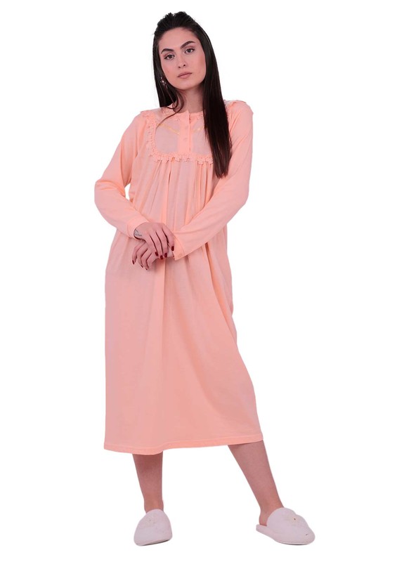 SİMİSSO - Кружевная ночная сорочка с длинными рукавами 3004 | светло-розовый