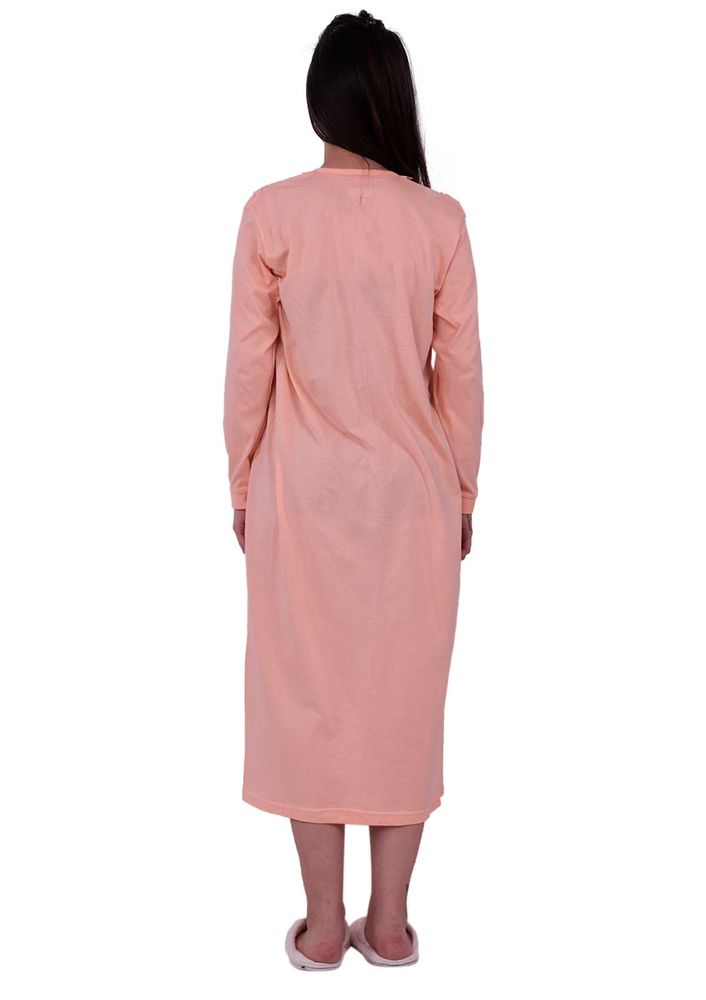 Кружевная ночная сорочка с длинными рукавами 3004 | светло-розовый