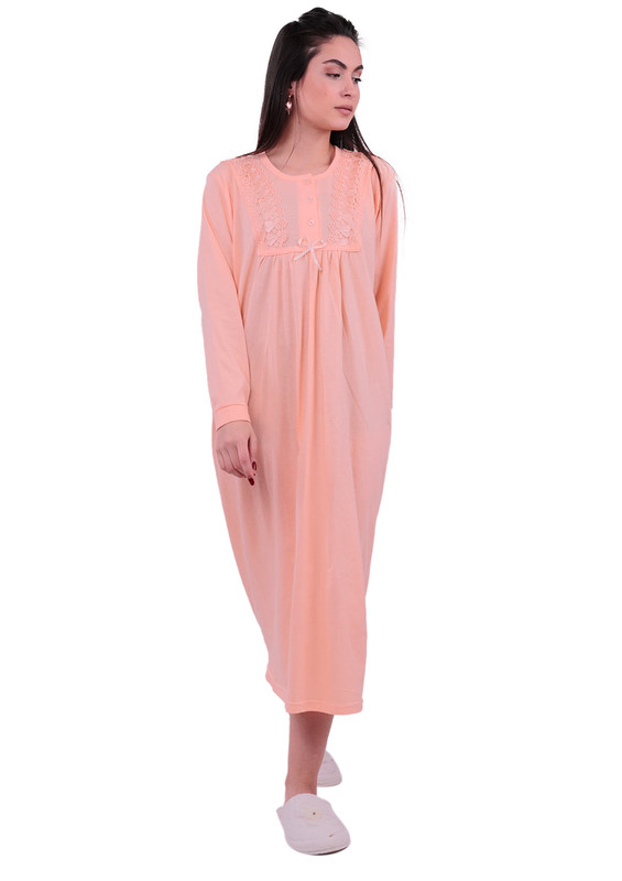 SİMİSSO - Кружевная ночная сорочка с длинными рукавами 3005 | светло-розовый