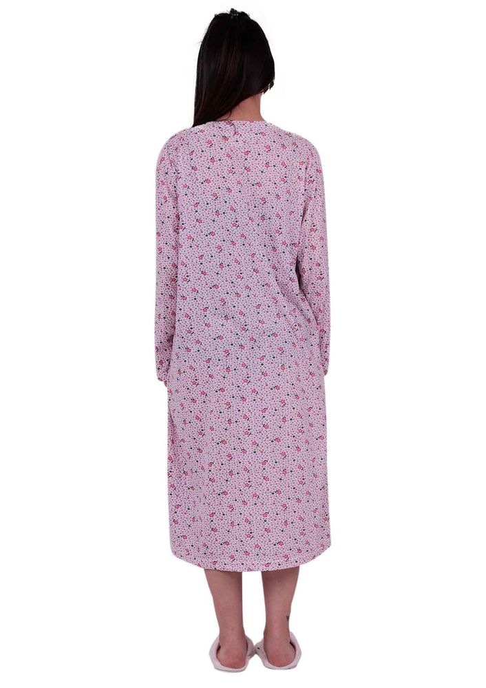 Кружевная ночная сорочка с длинными рукавами 3006 | розовый 