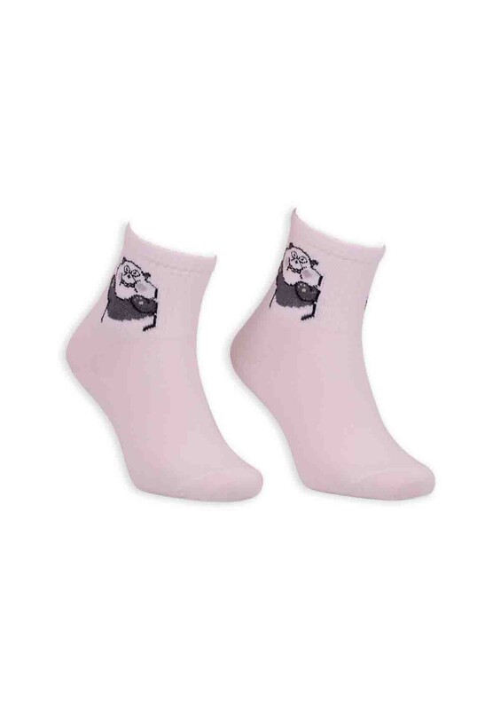 SİMİSSO - Panda Desenli Kadın Soket Çorap | Beyaz