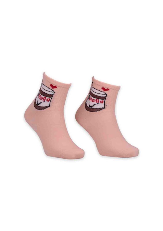 SİMİSSO - Nutella Desenli Bayan Soket Çorap | Yavruağzı