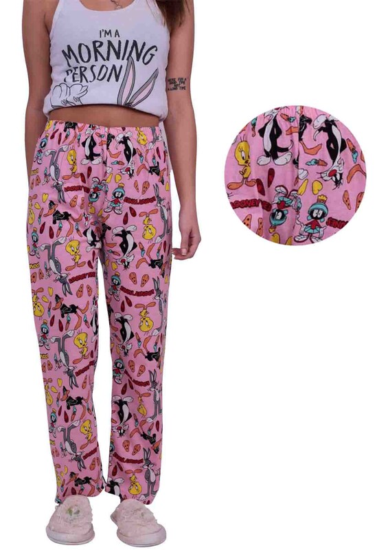 Низ пижамы с принтом персонажей из мультфильма/розовый - Thumbnail
