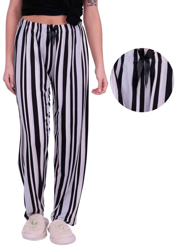 Женский низ пижамы в полоску | серый - Thumbnail