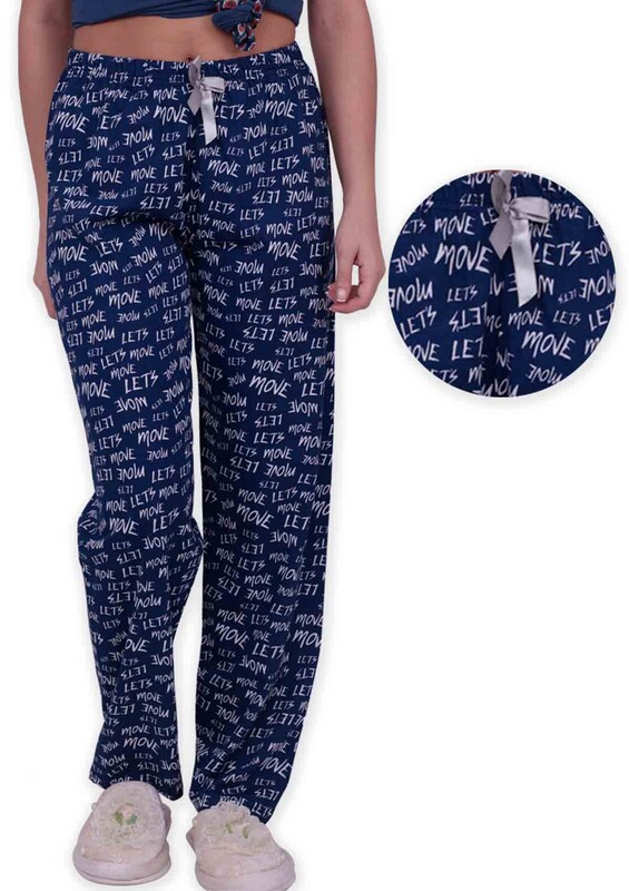 Женский низ пижамы с надписями| синий - Thumbnail