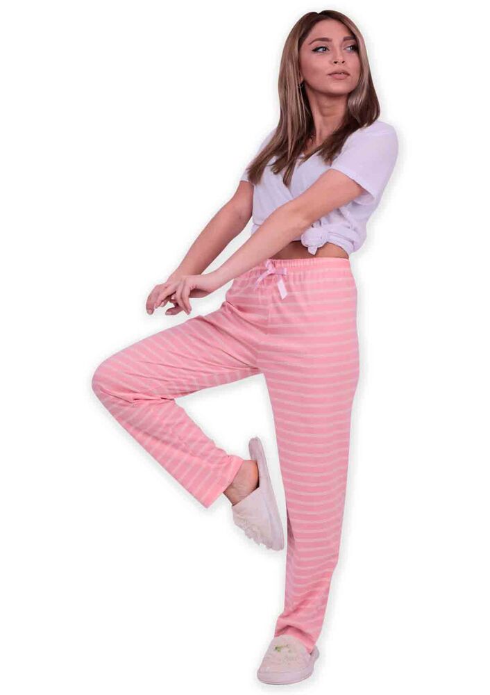 Женский низ пижамы в полоску 002| розовый
