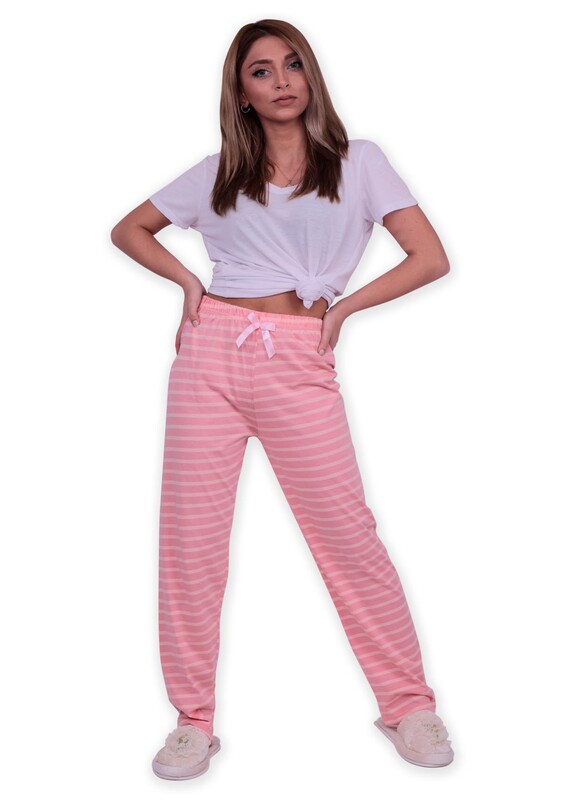 Женский низ пижамы в полоску 002| розовый - Thumbnail