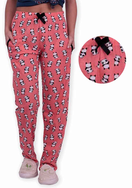 Женский низ пижамы с принтом панды |светло-розовый - Thumbnail