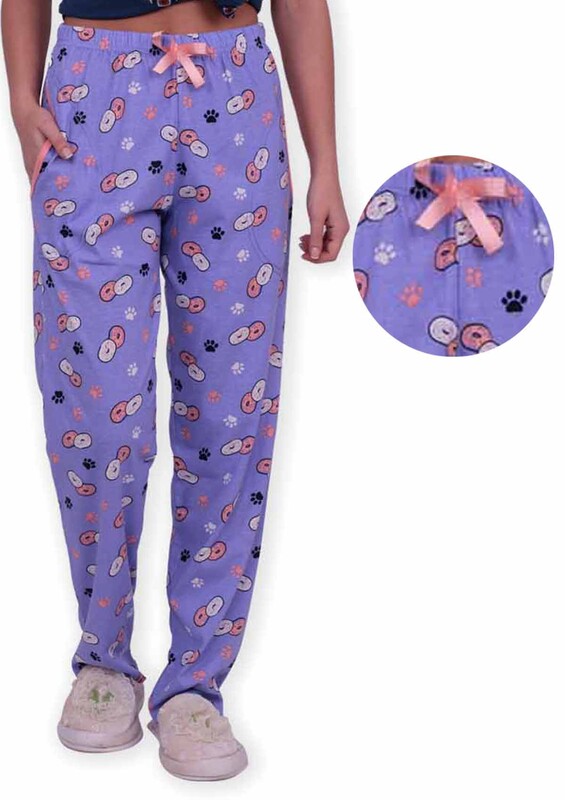 SİMİSSO - Женский низ пижамы с принтом пончиков |фиолетовый