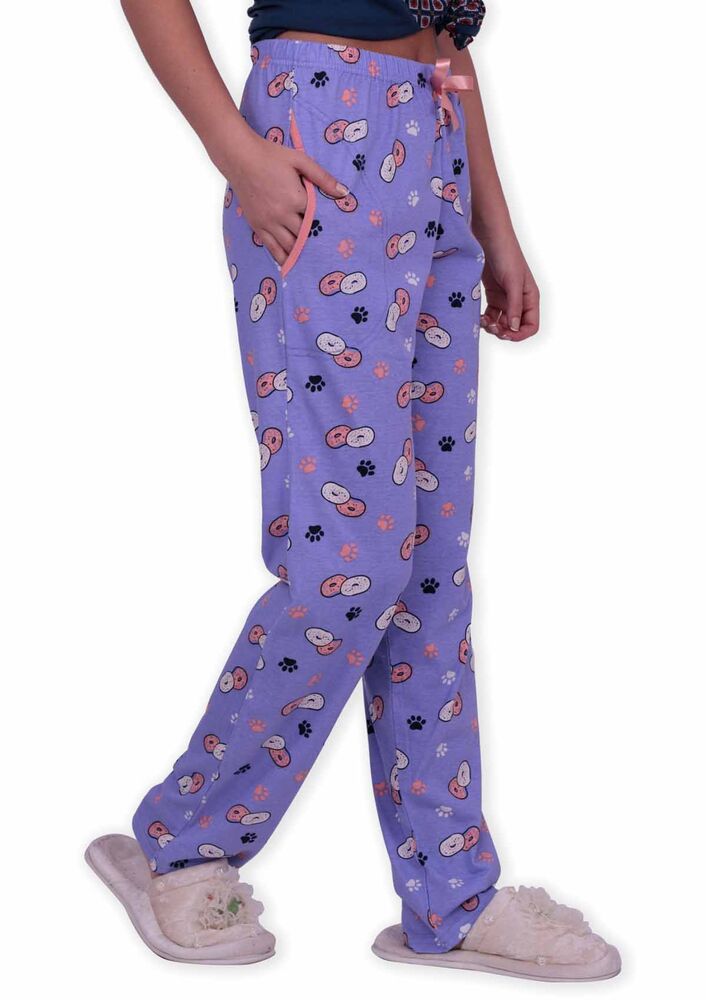 Женский низ пижамы с принтом пончиков |фиолетовый
