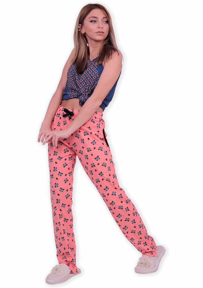 Женский низ пижамы с принтом лисиц | светло-розовый 