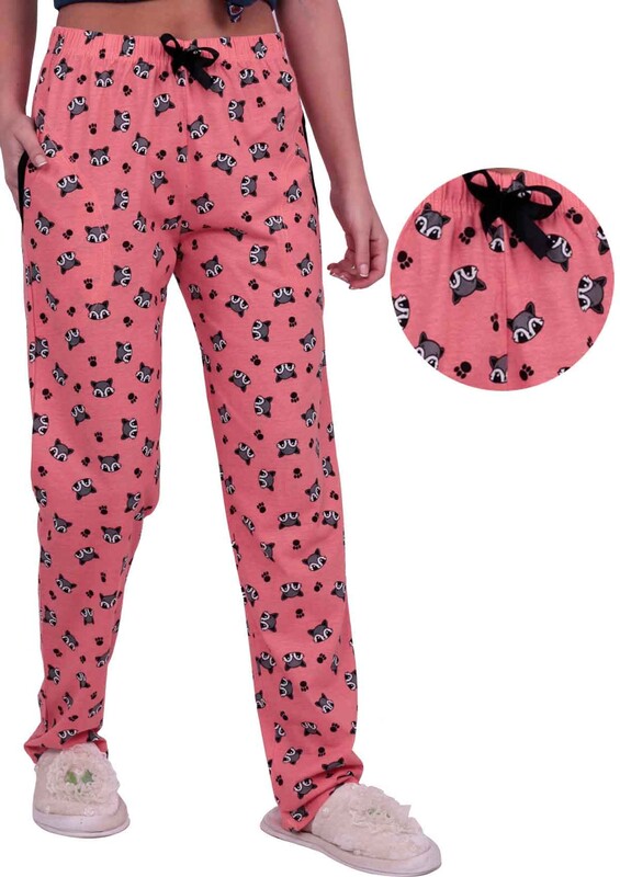 Женский низ пижамы с принтом лисиц | светло-розовый - Thumbnail