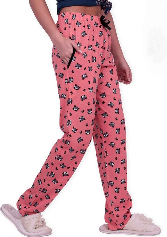 Женский низ пижамы с принтом лисиц | светло-розовый - Thumbnail
