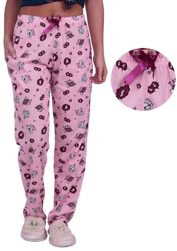 Женский низ пижамы с принтом ягнят |розовый - Thumbnail